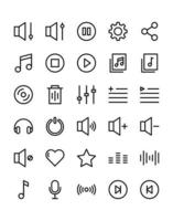 muziek en multimedia icon set 30 geïsoleerd op een witte achtergrond vector