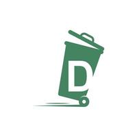 letter d in de prullenbak pictogram illustratie sjabloon vector