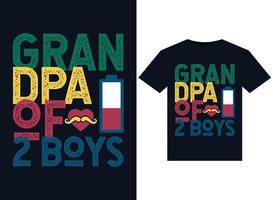 opa van 2 jongens t-shirt ontwerp sjabloon typografie vectorillustraties om af te drukken. vector