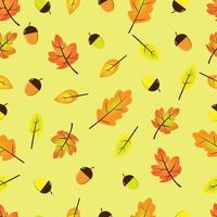 naadloos patroon van herfstbladeren en eikels. geschikt voor achtergrond, behang, etc. vector