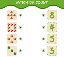 match door telling van cartoon kerst. . match en tel spel. educatief spel voor kleuters en peuters vector