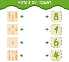 match door telling van cartoon butternut squash. match en tel spel. educatief spel voor kleuters en peuters vector