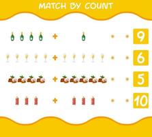 match door telling van cartoon kerst. . match en tel spel. educatief spel voor kleuters en peuters vector