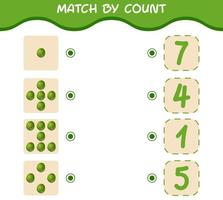 match door telling van cartoon spruitjes. match en tel spel. educatief spel voor kleuters en peuters vector