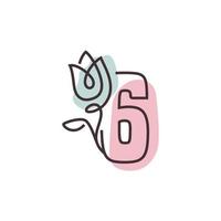 bloem nummer 6 logo vector