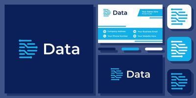 beginletter d verbindt technologie digitaal eenvoudig monogram vectorlogo-ontwerp met visitekaartje vector