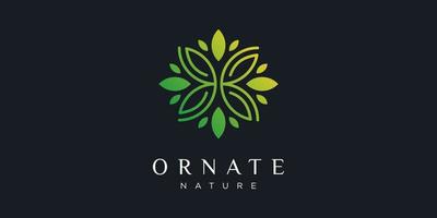 illustratie sierlijke blad organisch groen natuur ornament bloemen decoratie gezondheid vector logo ontwerp