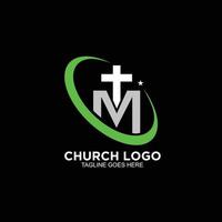 kruis logo ontwerp vector met letter m eerste concept