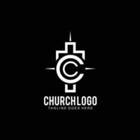 kruis logo-ontwerp met letter c-concept in zwart-witte kleur vector