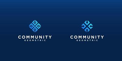 beginletter c gemeenschap unie eenheid geometrisch monogram vierkant eenvoudig abstract vector logo ontwerp