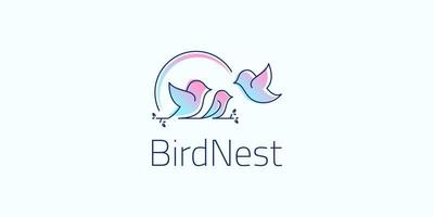 eenvoudig vogelnest natuur familie dier blad huis dieren in het wild Robin vector logo ontwerp