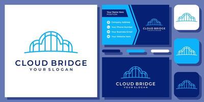 wolk brug skyline hemel toerisme reizen rivier zee poort stadsgezicht vector logo ontwerp met visitekaartje