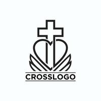 kruis logo met liefde concept logo ontwerp vector