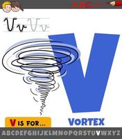 letter v uit alfabet met vortexwoord vector