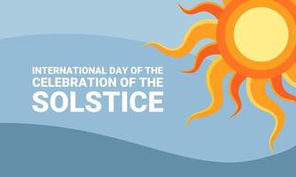 vectorillustratie van de zon op een heldere blauwe hemelachtergrond, als spandoek of poster, internationale dag van de viering van de zonnewende. vector