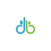 abstracte beginletter d en b logo in blauwe en groene kleur geïsoleerd op witte achtergrond aangevraagd biogas energiecentrale logo ook geschikt voor de merken of bedrijven met de initiële naam db of bd vector