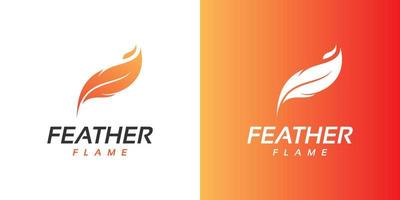 vuur, vlam, veer logo ontwerp vector