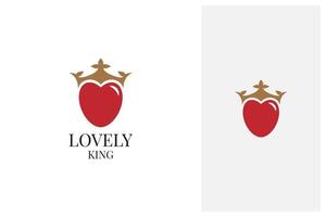 hart en kroon koning logo ontwerp vector