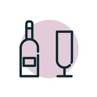 fles en champagne glas vector voor website symbool icoon presentatie