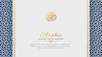 Arabische islamitische witte en gouden luxe kleurrijke paginastijl achtergrond met Arabisch patroon en decoratief ornament grenskader vector