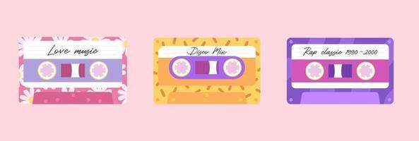 verzameling coole schattige cassettes vector