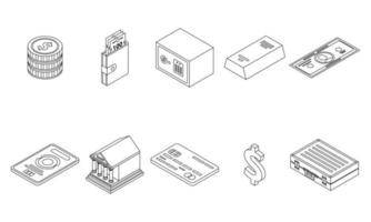 bank metalen pictogrammen instellen vector outine