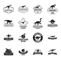 dinosaurus logo iconen set, eenvoudige stijl vector