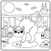 Halloween kat kleurplaten voor kinderen vector