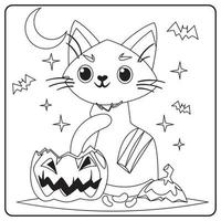 Halloween kat kleurplaten voor kinderen vector