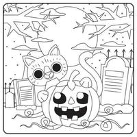 Halloween kat kleurplaten voor kinderen vector