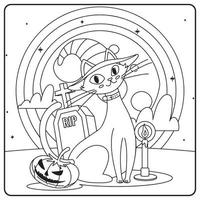 Halloween kat kleurplaten voor kinderen vector