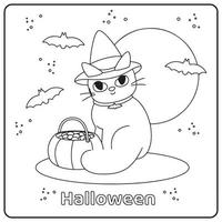 Halloween kat kleurplaten voor kinderen vector