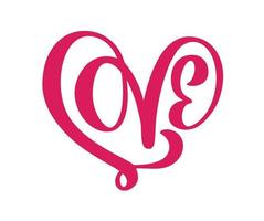 handgeschreven laser gesneden kalligrafie tekst liefde in hart. gelukkige Valentijnsdag romantisch citaat voor ontwerp wenskaart, vakantie flyer, foto overlays, t-shirt print, poster vector