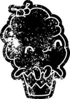 grunge pictogram kawaii octopus cupcake vector