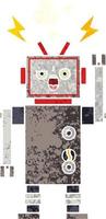 retro illustratie stijl cartoon gebroken robot vector