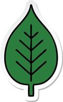 sticker van een schattig cartoon groen blad vector