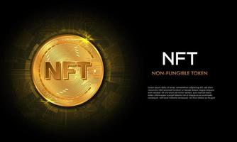 niet-fungibele token nft.technology achtergrond met circuit.nft logo.crypto valuta concept. vector
