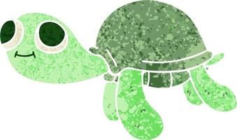 eigenzinnige cartoon schildpad in retro illustratiestijl vector