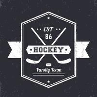 hockey vintage embleem, logo met gekruiste stokken vector
