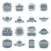 hamburger logo iconen set, eenvoudige stijl vector