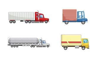 vrachtwagen pictogrammenset, cartoon stijl vector