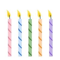 gelukkige verjaardagskaarsen met brandende vuurcollectie vector