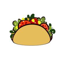 Taco's groenten, traditioneel Mexicaans eten, doodle schets stijl vectorillustratie op witte achtergrond vector