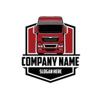 Premium vrachtwagen vooraanzicht embleem logo sjabloon vector geïsoleerd op een witte achtergrond