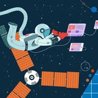astronaut bezig met ruimteconcept vector