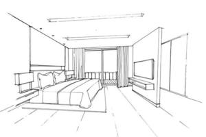 lijntekening slaapkamer. modern design, vector, 2d illustratie vector