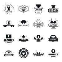 ondergoed logo iconen set, eenvoudige stijl vector