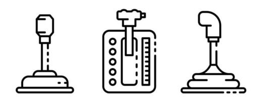 versnellingsbak iconen set, Kaderstijl vector