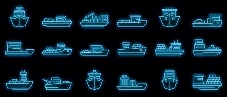 veerboot pictogrammen instellen vector neon