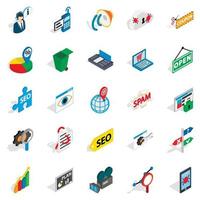 seo iconen set, isometrische stijl vector